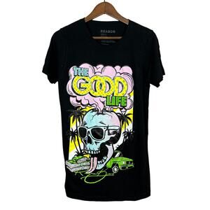 Reason The Good Life Graphic Tee Black Short Sleeve Casual T Shirt - S